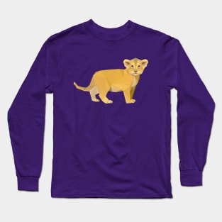 Adorable Lion Cub Triangular Design Long Sleeve T-Shirt